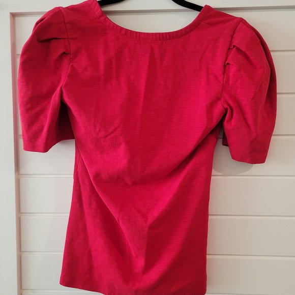 Free People Red Stretchy Puff Sleeve Top, Cute for Layering - Picture 2 of 2
